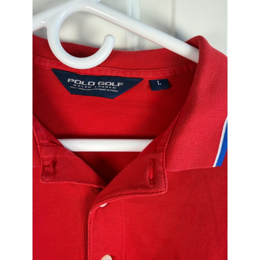 Polo Golf Ralph Lauren Mens Red Pima Cotton Big Pony Polo Shirt Size L - Picture 3 of 4